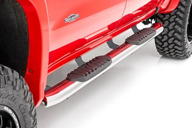 Rough Country Oval Nerf Steps | Stainless | Crew Cab | Chevy/GMC 1500/2500HD/3500HD (19-26)