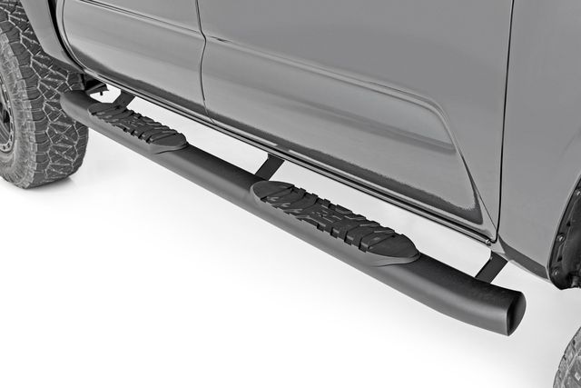 Rough Country Oval Nerf Step | Double Cab | Black | Toyota Tacoma 2WD/4WD (2005-2023)