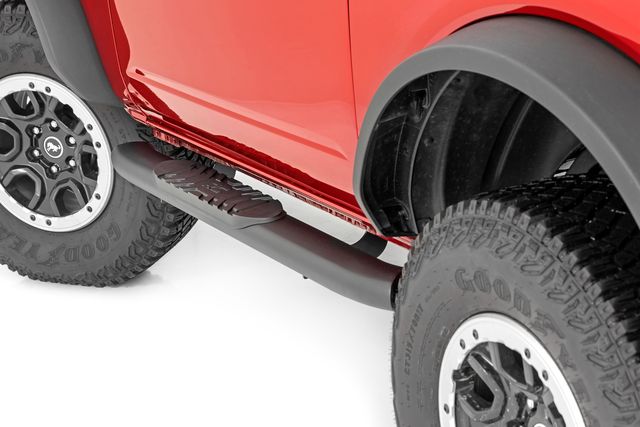 Rough Country Oval Nerf Steps | 2-Door | Black | Ford Bronco (2 Door) 4WD (2021-2026)
