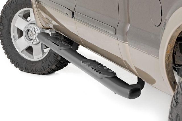Rough Country Oval Nerf Step | Crew Cab | Black | Ford F-250/F-350 Super Duty (99-16)
