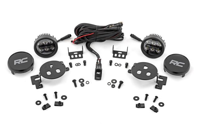 Rough Country LED Fog Light Kit | 3.5 Inch Round Black Series | Amber DRL | Ram 1500 (2019-2024)