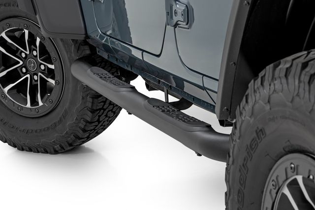 Rough Country Nerf Steps | 3-Inch Tube | 4 Door | Jeep Wrangler Unlimited 2WD/4WD (2018-2026)