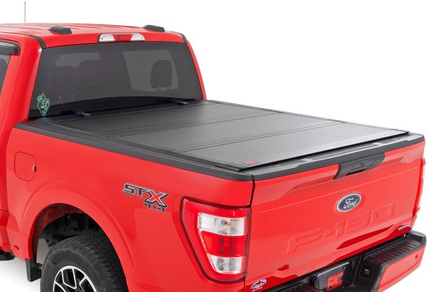 Rough Country Hard Tri-Fold Flip Up Bed Cover | 6'7" Bed | Ford F-150 2WD/4WD (2015-2020)