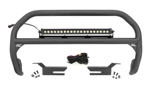 Rough Country Nudge Bar | 20 Inch BLK DRL Single Row LED | Ford Bronco 4WD (2021-2026)