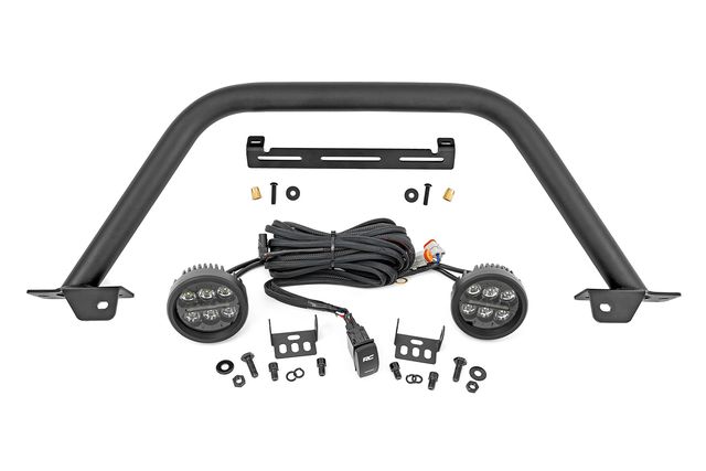 Rough Country Safari Bar | 3.5" Round LED (Pair) | Black | Amber DRL | OE Modular Steel | Ford Bronco (21-26)