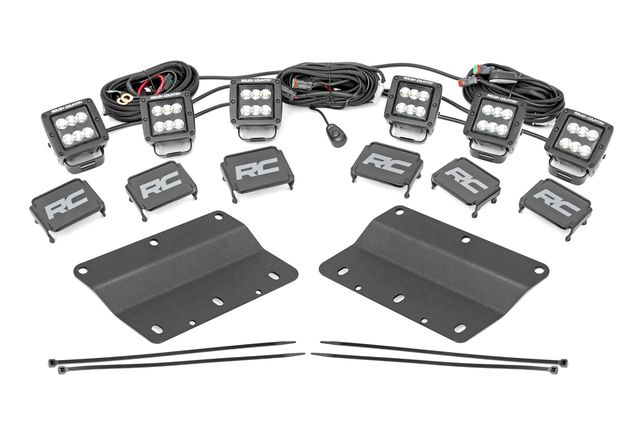 Rough Country LED Light Kit | Fog Mount | Triple 2" Black Pair | Spot/Flood | Ford Bronco (21-26)