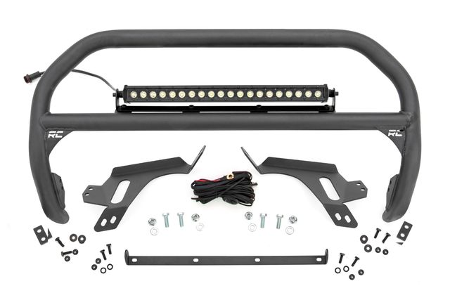 Rough Country Nudge Bar | w/ Tow Hooks | 20 Inch Black Single Row LED | Ford Bronco Sport (21-24)
