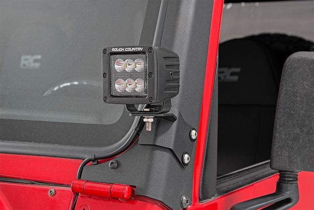 Rough Country LED Light Mount | Lower A-Pillar | Pod | Jeep Wrangler TJ (97-06)/Wrangler Unlimited (04-06)
