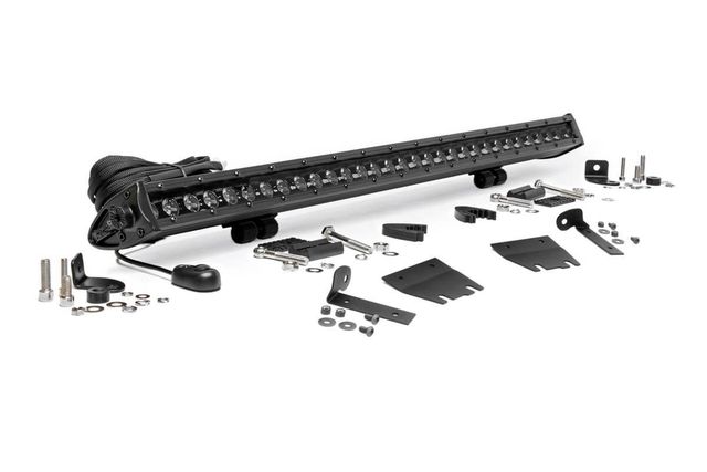Rough Country LED Light Kit | Hood Mount | 30" Black Single Row | Jeep Gladiator JT/Wrangler JL (18-26)