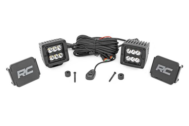 Rough Country LED Light Kit | Cowl Mount | 2" Black Pair | Jeep Gladiator JT/Wrangler JL (18-26)