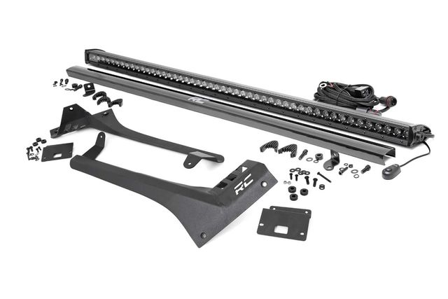 Rough Country LED Light Kit | Windshield Mount | 50" BLK Single Row | Jeep Gladiator JT/Wrangler JL (18-26)