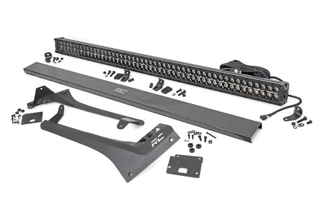 Rough Country LED Light Kit | Windshield | 50" BLK Dual Row | WHT DRL | Jeep Gladiator JT/Wrangler JL (18-26)
