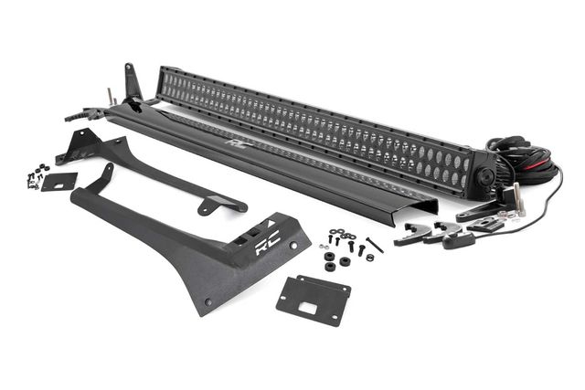 Rough Country LED Light Kit | Windshield Mount | 50" BLK Dual Row | Jeep Gladiator JT/Wrangler JL (18-26)
