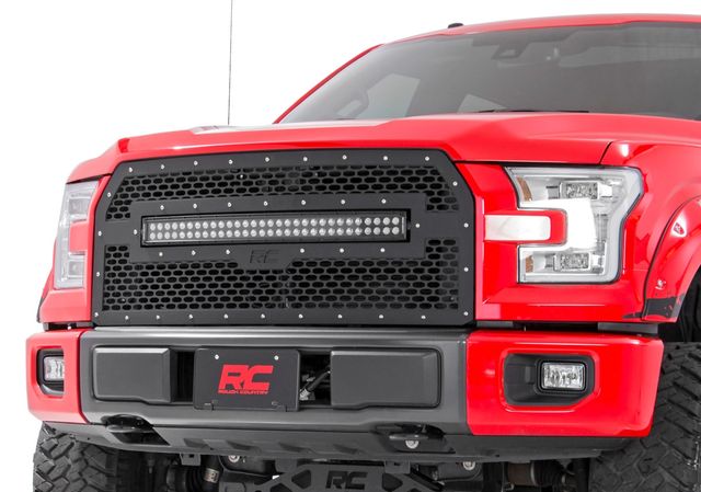 Rough Country Mesh Grille | 30" Dual Row LED | Black | Ford F-150 2WD/4WD (2015-2017)