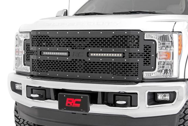 Rough Country Mesh Grille | 12" Dual Row LED | Black | Ford F-250/F-350 Super Duty (17-19)