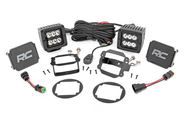 Rough Country LED Light Kit | Fog Mount | 2" Black Pair | Jeep Wrangler JK/Wrangler Unlimited (10-18)