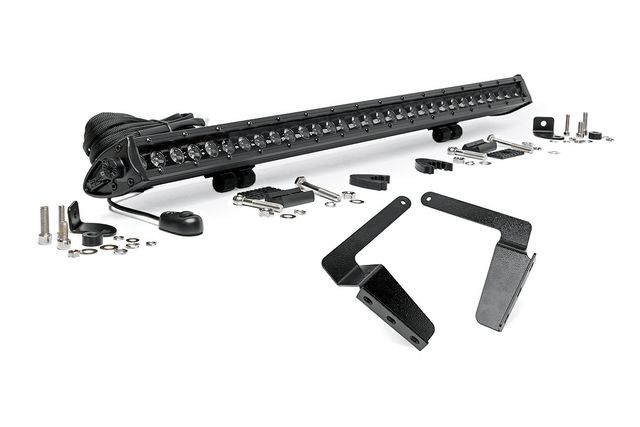 Rough Country LED Light Kit | Bumper Mount | 30" Black Single Row | Toyota Tundra (14-21)