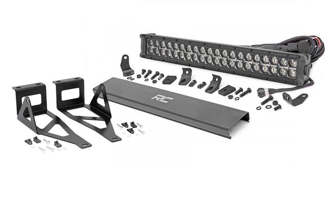 Rough Country LED Light Kit | Bumper Mount | 20" Black Dual Row | White DRL | Ford F-250/F-350 Super Duty (05-07)