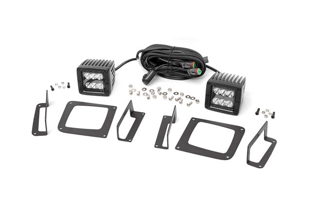 Rough Country LED Light Kit | Fog Mount | 2" Black Pair | GMC Sierra 1500 2WD/4WD (14-15)