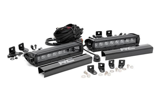 Rough Country LED Light Kit | Grille Mount | 8" Black Pair | Ford F-250 Super Duty (17-19)