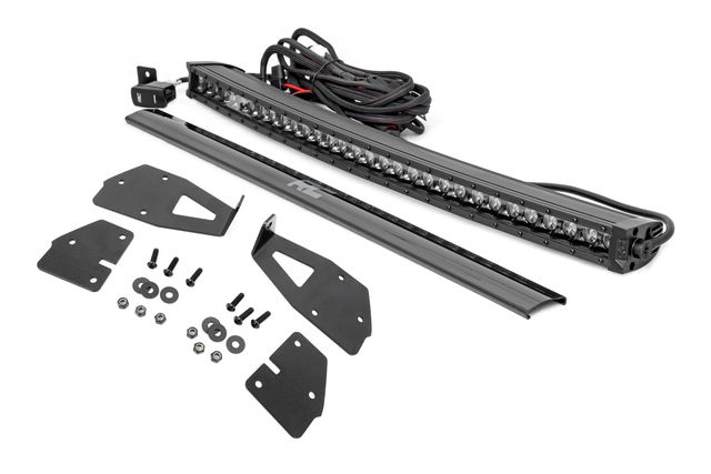 Rough Country LED Light Kit | Grille Mount | 30" Black Single Row | White DRL | Ford Raptor (17-20)