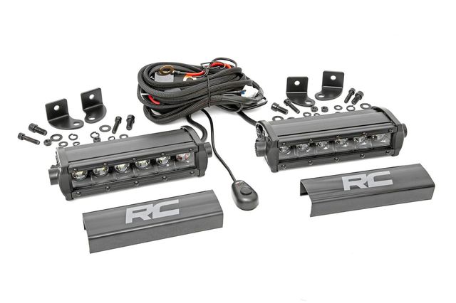 Rough Country 6 Inch Black Series LED Light Bar | Single Row | Pair