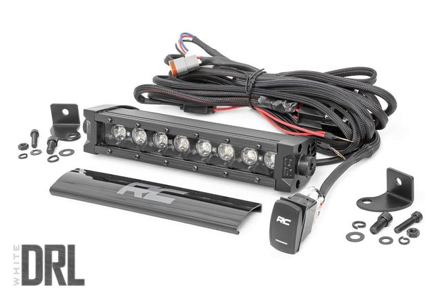 Rough Country 8 Inch Black Series LED Light Bar | Single Row | Amber DRL