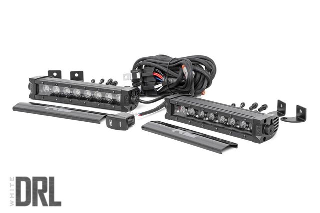 Rough Country 8 Inch Black Series LED Light Bar | Single Row | Cool White DRL | Pair
