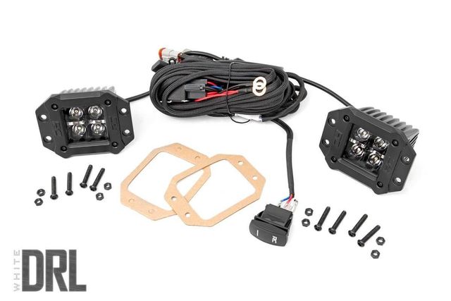 Rough Country 2 Inch Black Series LED Light Pods | Flush Mount | Cool White DRL