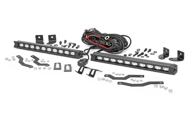 Rough Country LED Light Kit | Grille Mount | 10" Black Slimline Pair | Ford F-150 (18-20)