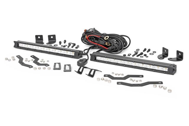Rough Country LED Light Kit | Grille Mount | 10" Chrome Slimline Pair | Ford F-150 (18-20)