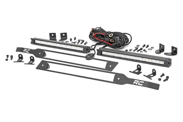 Rough Country LED Light Kit | Grille Mount | 10" Chrome Slimline Pair | Chevy Silverado 1500 (19-22)