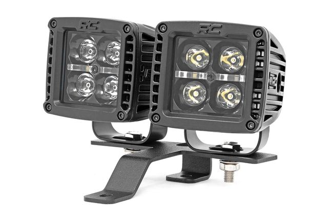 Rough Country LED Light Kit | Quad | Cowl Mount | 2" Black | Amber DRL | Jeep Gladiator JT/Wrangler JL (18-26)