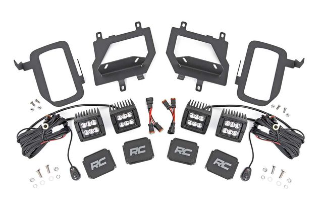 Rough Country LED Light Kit | Fog Mount | Dual 2" Black Pairs | Spot | Ford F-150 (15-17)