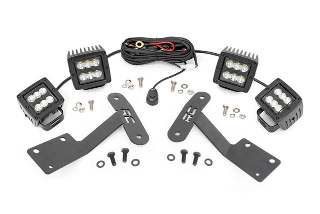 Rough Country LED Light Kit | Ditch Mount | Dual 2" Black Pairs | Spot/Flood | Toyota Tundra (14-21)
