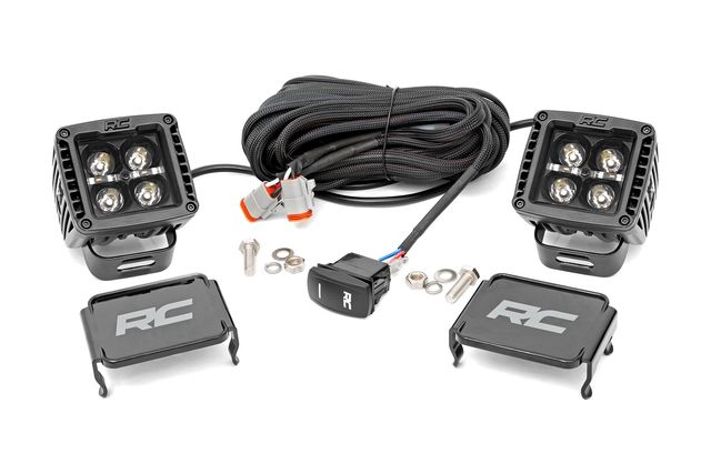 Rough Country 2 Inch Black Series LED Light Pods | Spot | Square | Cool White DRL