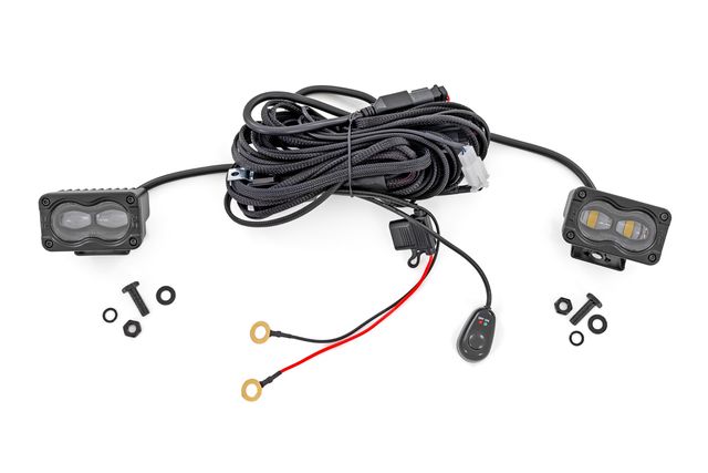 Rough Country 3x1.75 Inch Black Series LED Slim Aux | SAE Fog | Pair