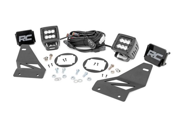 Rough Country LED Light Kit | Fog Mount | 2" Black Pair | Spot | Nissan Frontier (05-20)