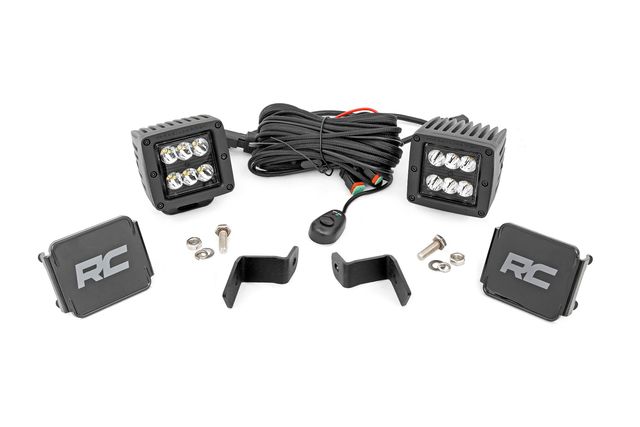 Rough Country LED Light Kit | Ditch Mount | 2" Black Pair | Spot | Ford F-150 (15-26)/F-150 Lightning (22-26)
