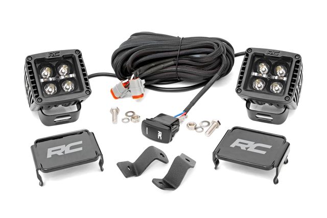 Rough Country LED Light Pair | Ditch Mount | 2" Black DRL | Ford F-150 (15-26)/F-150 Lightning (22-26)