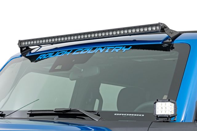 Rough Country LED Light Kit | Upper Windshield | 40" Black Single Row | Ford Bronco (21-26)