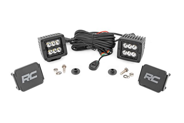 Rough Country LED Light Kit | Ditch Mount | 2" Black Pair | Spot Pattern | Ford Bronco (21-26)