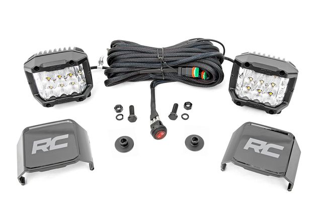 Rough Country LED Light Kit | Ditch Mount | 2" Chrome Pair | Wide | Ford Bronco 4WD (21-26)