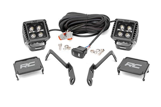 Rough Country LED Light | Ditch Mount | 2" Black Pair | Amber DRL | Chevy 1500 (2007-2013)