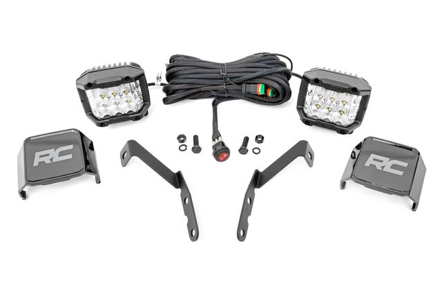 Rough Country LED Light Kit | Ditch Mount | 3" OSRAM | Wide | Chevy 1500 & Chevy/GMC 2500HD/3500HD (07-14)
