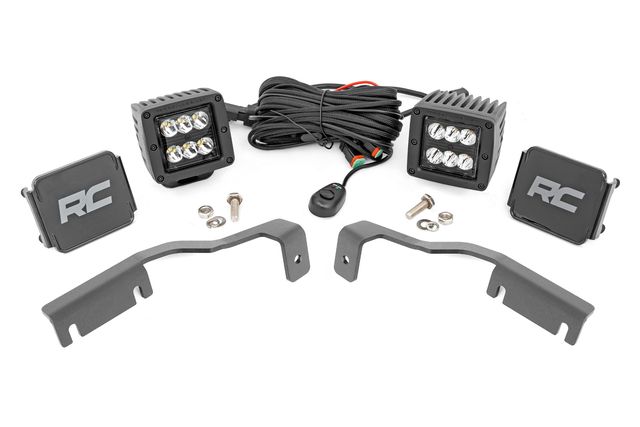 Rough Country LED Light Kit | Ditch Mount | 2" Black Pair | Spot | Nissan Frontier (22-26)