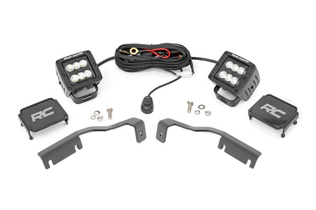 Rough Country LED Light Kit | Ditch Mount | 2" Black Pair | Flood | Nissan Frontier (22-26)