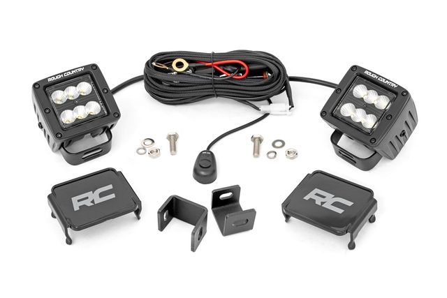 Rough Country LED Light Kit | Ditch Mount | 2" Black Pair | Flood | Toyota Tundra (22-26)