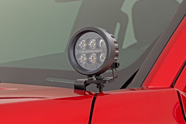 Rough Country LED Light Kit | Ditch Mount | Black Series Round | 3.5 Inch | Amber DRL | Toyota Tacoma (24-26)