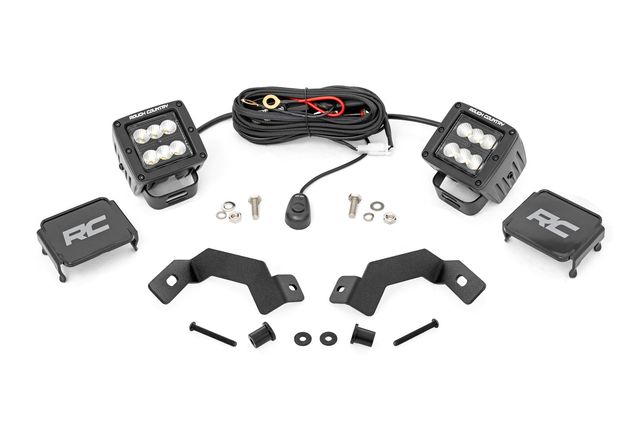 Rough Country LED Light Kit | Ditch Mount | 2" Black Pair | Flood | Toyota Land Cruiser (24-26)